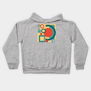 Retro vintage geometric risograph, risoprint or linocut v01 Kids Hoodie